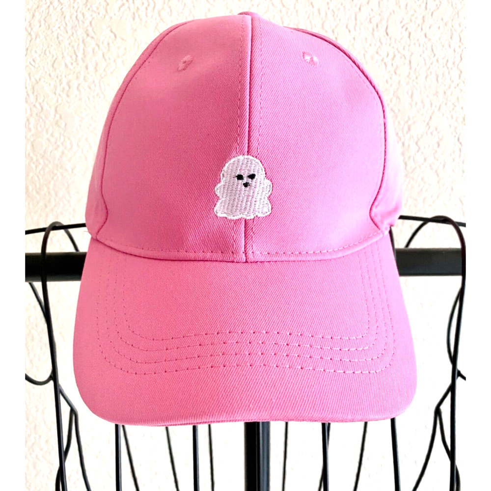 New Adult Size Pink Ghost Summerween Halloween Embroidered Baseball Cap Hat